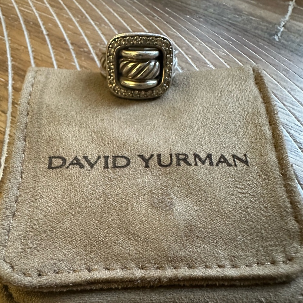 David Yurman Silver Ring with Diamond Accents